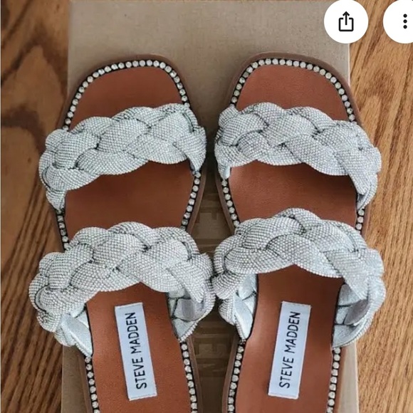 Steve Madden NIB Newbie Rhinestone Slide Sandals NEW IN BOX - Picture 1 of 12